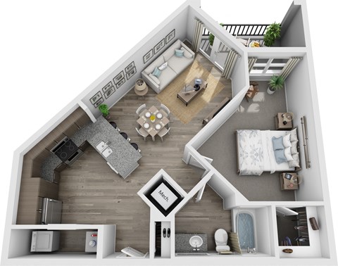 a floor plan of a house with a bedroom and a living room